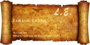 Lukics Erika névjegykártya